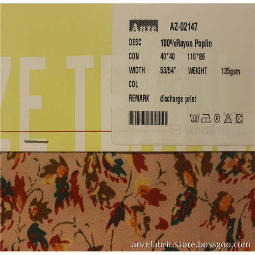 hotsale discharge printed 100%ECO rayon poplin fabric